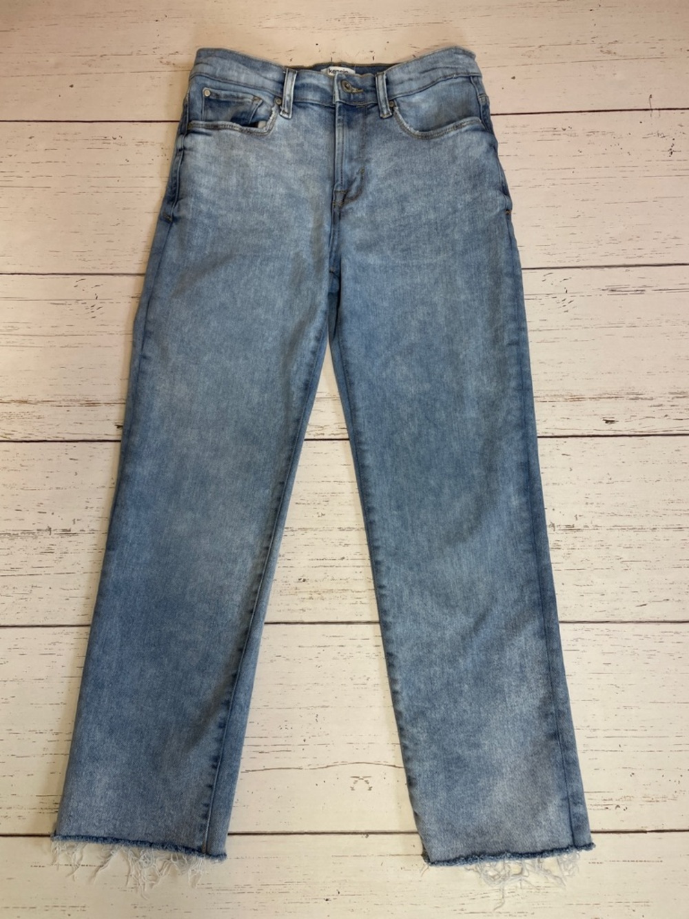 Kensie  “The Allie” High Rise Slim Straight  Raw Hem Vintage Luxe Jeans, size 6
